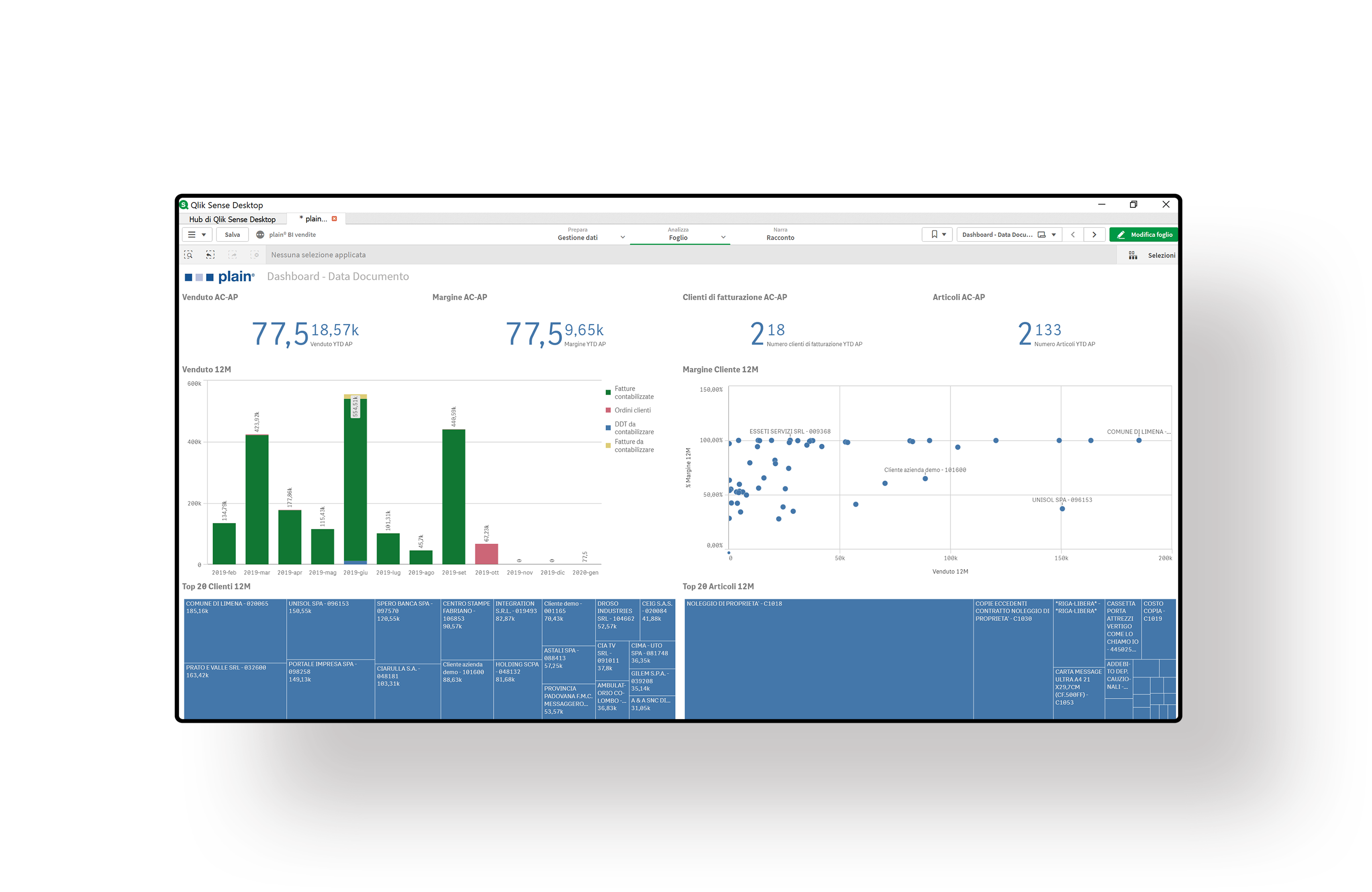 plain erp BI dashboard documenti